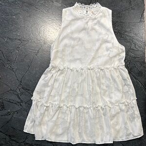 Altar'd State White Ruffled Halter Midi Dress